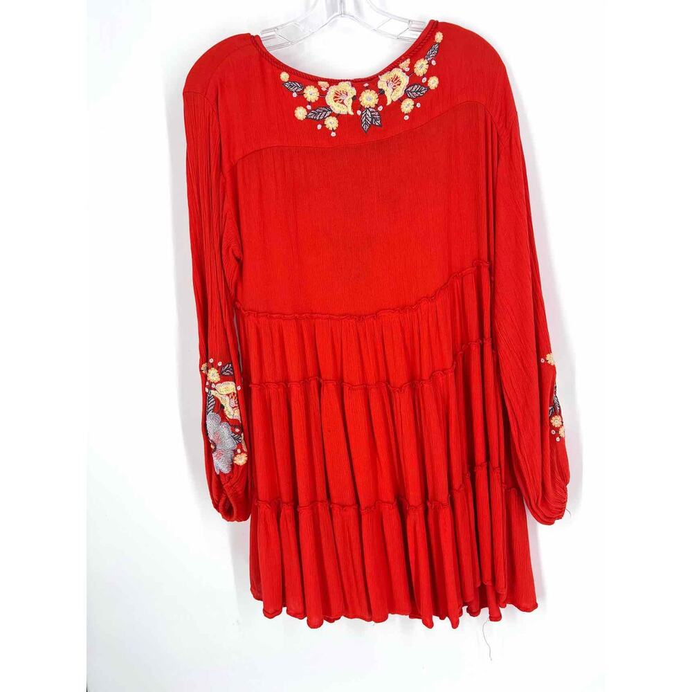 Free People Size XS Scarlet/Multi Flowers Embroidered Dresses Dress - Picture 2 of 3